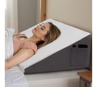 Exsnugy Wedge Pillow 30.5cm Triangle Elevated Bed Wedge Pillow Headboard for Acid Reflux Relief, Sleeping, Post Surgery, Back Pain Relief, Snoring, Soft Memory Foam Top & Washable Breathable Cover