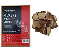 Exstream BBQ Barbecue Smoking Wood Chunks HICKORY 3 Litre / 1.3kg. Sweet/Savoury Flavour with Robust Smoke