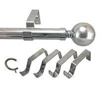 Ext Long 28mm Brushed Chrome Bi Fold Door Curtain Pole Metal Ball Finial 3m, 4.5m, 6m, 7.5m & 9m (4.5m Pole, Brushed Chrome)