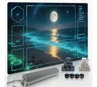Extalas MTG Playmat TCG Playmat -Includes Storage Bag and 16 Dice-Experience Top-Tier Quality and Edge-Locking Waterproof and Non-Slip Mat! (playmat with, Moonlit Coast)