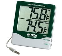 Extech 401014 Big Digit Indoor/Outdoor Thermometer | 1in digits, 9.6ft waterproof sensor cable, wall mount, desk stand, AAA battery, fridge/greenhouse