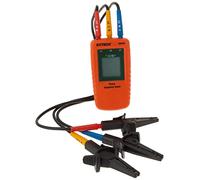 Extech 480400 Phase Sequence Tester, 40-600V, CAT III 600V, LED | 3-phase sequence, motor rotation, live wire status, 15-400Hz, graphical LCD, leads, probes, case