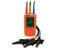 Extech 480403 Phase Rotation and Motor Tester, 40-600V, Non-Contact | 3-phase sequence, non-contact motor rotation, 2-400Hz, CAT III 600V, color-coded clips, pouch