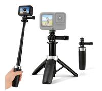 Extenable Small Camera Tripod, Portable Selfie Stick Vlog Handle Grip, Desktop Webcam Tripod with 1/4" Screw for DJI Osmo Action 4/5Pro, Lightweight Travel Tripod