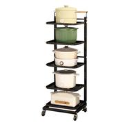 Extendable 3-Tier Black Microwave Shelf Stand - Slish Kitchen Sto nizer for Pots, Lids & Saucepans - Space-Saving Design with 5 Adjustable Boards