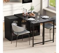 Extendable 360° Rotating Bar & Reversible SideboardStylish Black Fur Coffee Bar for & Room Perfect for Enterting and SpaceSaving Solutions