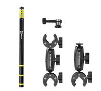 Extendable Action Camera Selfie Stick Monopod with Magic Arms, 16.5-43.3 Inch Aluminum Telescopic Pole with Twist Lock, Adjustable 3-Section for Action Cameras, Cycling, Hiking, Filming