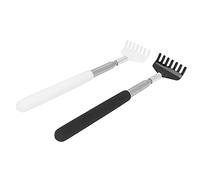 Extendable Back Scratcher, 2Pcs Portable Telescopic Stainless Steel Itch Scratching Tool Manual Back Massager for Home, Black White