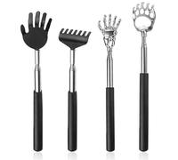 Extendable Back Scratcher, 4 Pieces, Stainless Steel Telescopic Rod, Back Scratcher for Back and Head Scratching for Soothing Scratching Feelings, Gifts for Men and Women, Father's Day Gifts