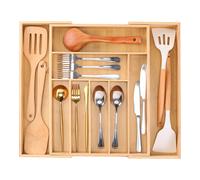 Extendable Bamboo Cutlery Tray Kitchen Drawer Organiser 9 Storage Compartments Xample Natural One Size