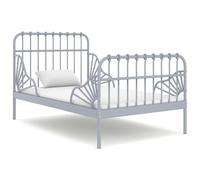 Extendable Bed Frame without Mattress Grey Metal 80x130/200 cm