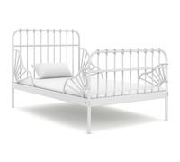 Extendable Bed Frame without Mattress White Metal 80x130/200 cm