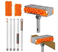 Extendable Ceiling Fan Cleaner, 158cm Telescopic Long Handle Ceiling Fan Blade Cleaner Blind Window Cleaning Equipment with 2 Microfiber Cloth, Extending Window Cleaning Brush for Ceiling Fan Blinds