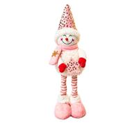 Extendable Christmas Snowman Decoration with, B | Smiling Fabric Figure, Striped Long Legs and Oversized Shoes, for Christmas Party Decor