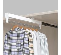 Extendable Closet Rod Pull Out Clothes Hanger Rail Adjustable Wardrobe Rail for Organized Clothing Storage