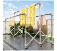 Extendable Clothes Drying Rack with Wheels 20 Windproof Hangers Indoor/Outdoor Use 220cm Adjustable Laundry Stand Space-Saving Design for Easy Storage