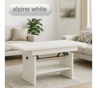 Extendable Coffee-To-Dining Table - Adjustable 116-156Cm, Height 59-70Cm Alpine White .
