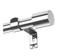 Extendable Curtain Pole by Tiemlet: Silver Metal with Cylindrical Finials, Adjustable 72cm to 235cm for Eyelet Curtains in Bedroom, Kids Room, Living Room, Bathroom