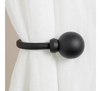 Extendable Curtain Pole Matt Black Metal Curtain Pole Set 28mm Includes Finials, Brackets & Fittings (Set Of 2 Matching Holdbacks No Curtain Pole Sale, Venice Finial)