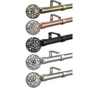 Extendable Curtain Pole Rod 19mm Osaka Finials & Heavy Duty Fittings 75cm - 300cm (Antique Copper, 1.2m - 2m Extendable)