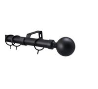 Extendable Curtain Pole Rod Rail 28mm Large Ball Finials & Heavy Duty Fittings, Chrome, Black, Brass, Copper (Matt Black with Rings, 3m - 4m Extendable)