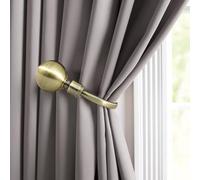 Extendable Curtain Pole Rod With Large Ball Finials, 28mm, 5 Finishes, Antique Copper, Brass, Chrome, Brushed Chrome, Matt Black (Antique Brass Holdbacks)