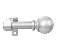 Extendable Curtain Poles 70 to 270 cm, 1.6 cm Silver Curtain Pole with Round Finials and Adjustable Brackets Fittings Set for Living Room & Outdoor