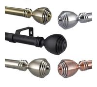 Extendable Curtain Rod, 28mm Eyelet Metal, Chrome Brass Black Copper, Vienna Design (Brushed Chrome, 1.2m - 2m Extendable Pole)