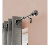 Extendable Curtain Single Pole With Brackets Set Brushed Nickel 35Cm To 70Cm