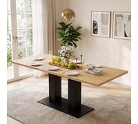 Extendable Di Table 140-180 cm - Rectangular Thickened Design Modern Simple Style for Di Room Kitchen & Living Room Wood & Black Finish