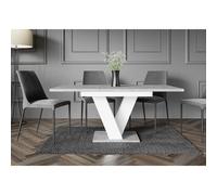 Extendable Dining Table 1.2-1.6m V Leg Concrete Grey Effect/White Masy