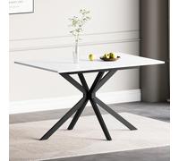 Extendable Dining Table,120-160 cm Marble Effect Rectangular Kitchen Table for Dining Room, Kitchen,Restaurant