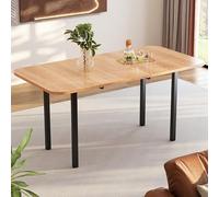 Extendable Dining Table 120/160 x 80 x 75 cm, Metal e, Simple Wood Finish, Perfect for Living Room, Dining Room or Kitchen, Space-Saving Modern Design