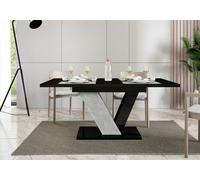 Extendable Dining Table 120 - 160Cm V Legs Modern Black Grey Concrete Effect