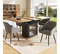 Extendable Dining Table 140x80cm - Modern Two-Tier Design Space-Saving Natural & Black Finish Ideal for Kitchen & Living Room Stylish & Functional for Small Spaces