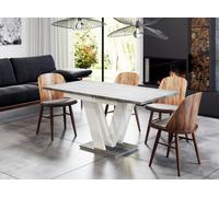 Extendable Dining Table 4-6 Seater MASIV Concrete Grey White Gloss