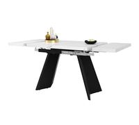 Extendable Dining Table 99-159 cm, Telescopic Sliding System, Marble Effect MDF Top, Metal Legs, Space-Saving Kitchen Table for Living Room & Home Office (Style 3)