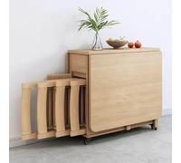 Extendable Dining Table, Folding Wooden Table with 4 Chairs, Space-Saving Expandable Table for Living Room & Restaurant - 1.4m Multifunctional Design