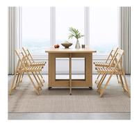 Extendable Dining Table Set, Drop Leaf Folding Table for Kitchen or Dining Room with 4 Chairs, Wooden Design for Space-Saving, Perfect for Restaurants and Homes