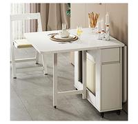 Extendable Dining Table Set for 4-6 Space-Saving Folding Table & Chairs for Kitchen & Living Room Modern White Furniture for Small Spaces