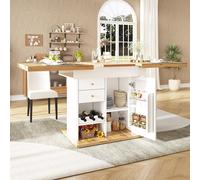 Extendable Dining Table with Telescopic 2-Sided Extension, Space-Saving Table for 4-6 People, 110-140L x 80W x 75H cm, White Aosom UK