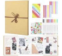 Extendable DIY Scrapbook with Pearlescent White Pages - 34 Pages 300GSM Thick Paper, Stretchable Folding Photo Album for Christmas Art & Memory Keeping DS01A4KW34