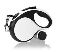 Extendable Dog Lead, 5M/16.4ft Retractable Dog Leash with Poo Bag Holder Heavy Duty Extension Dog Lead with Anti-Slip Handle and Quick Brake Button for Large Dogs Up to to 110lbs/50kg (White)