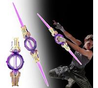 Extendable Double-Bladed Lightsaber with Sound Effects,Laser Flash Realistic Sound,Fire Spin Sword Double-Edged Toy Rotating Blades for Kids Role-Play Battles with Type-C for Party Christmas (Purple)