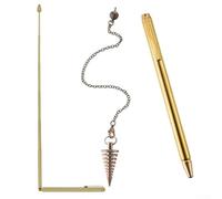 Extendable Dowsing Rods with Copper Handles and Divination Pendulum Set, Retractable from 5.6 to 16.34 Inches for Energy Detection, Paranormal Investigation and Treasure Hunting(B)
