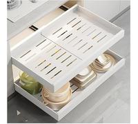 Extendable Drawer Kitchen Storage Rack Drawer Inserts for Kitchen Cabinet, Slide Out Drawer Cabinet Organizer Kitchen, Telescopic Drawer (Color : White, Size : 46-68cm)
