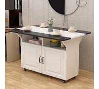 Extendable Drop Leaf Dining Table on Wheels - 3-in-1 Space-Saving Kitchen Table & Sto Cabinet Versatile Folding Table for Smals (100x80x76CM Color: D)