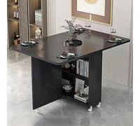 Extendable Drop Leaf Dining Table with 6 Wheels & 2 Storage Racks - Space-Saving Kitchen Furniture for Small Spaces, Versatile & Mobile Dining Solutions, Easy to Store L-140cm/55.1in