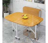Extendable Drop Leaf Dining Table with Wheels - Space-Saving Yellow Design for Restaurants Living Rooms & Patios (120 x 70 cm) - Versatile & Modern Furniture