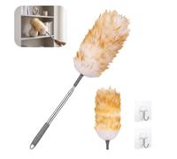 Extendable Duster Lambswool, 140cm Cobweb Brush, Feather Duster | Washable Telescopic Cobweb Brush, Lambswool Duster with Replacement Parts for High Ceilings Lights Home Office Car Cleaning